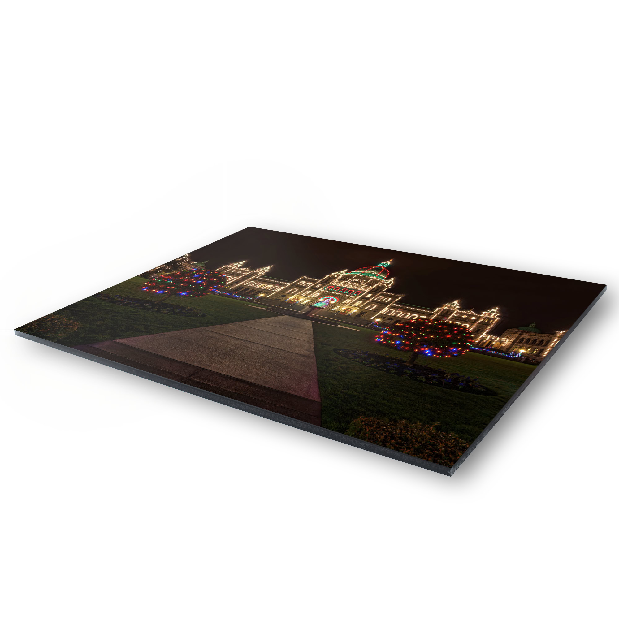 BC Parliament Christmas Lights as a acrylic print.