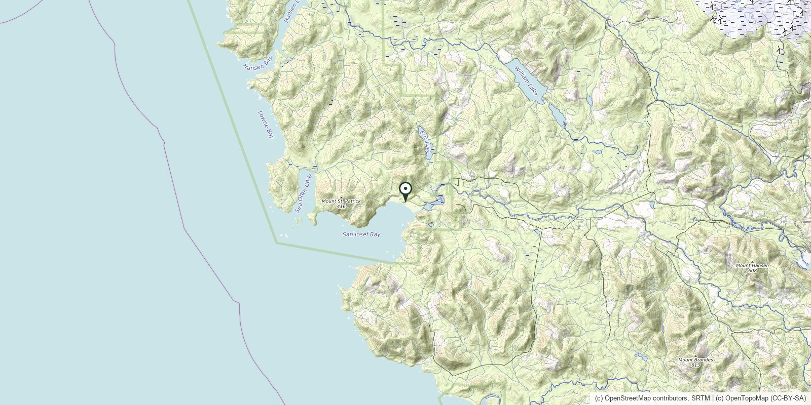 Map of San Josef Bay · Sea Stacks