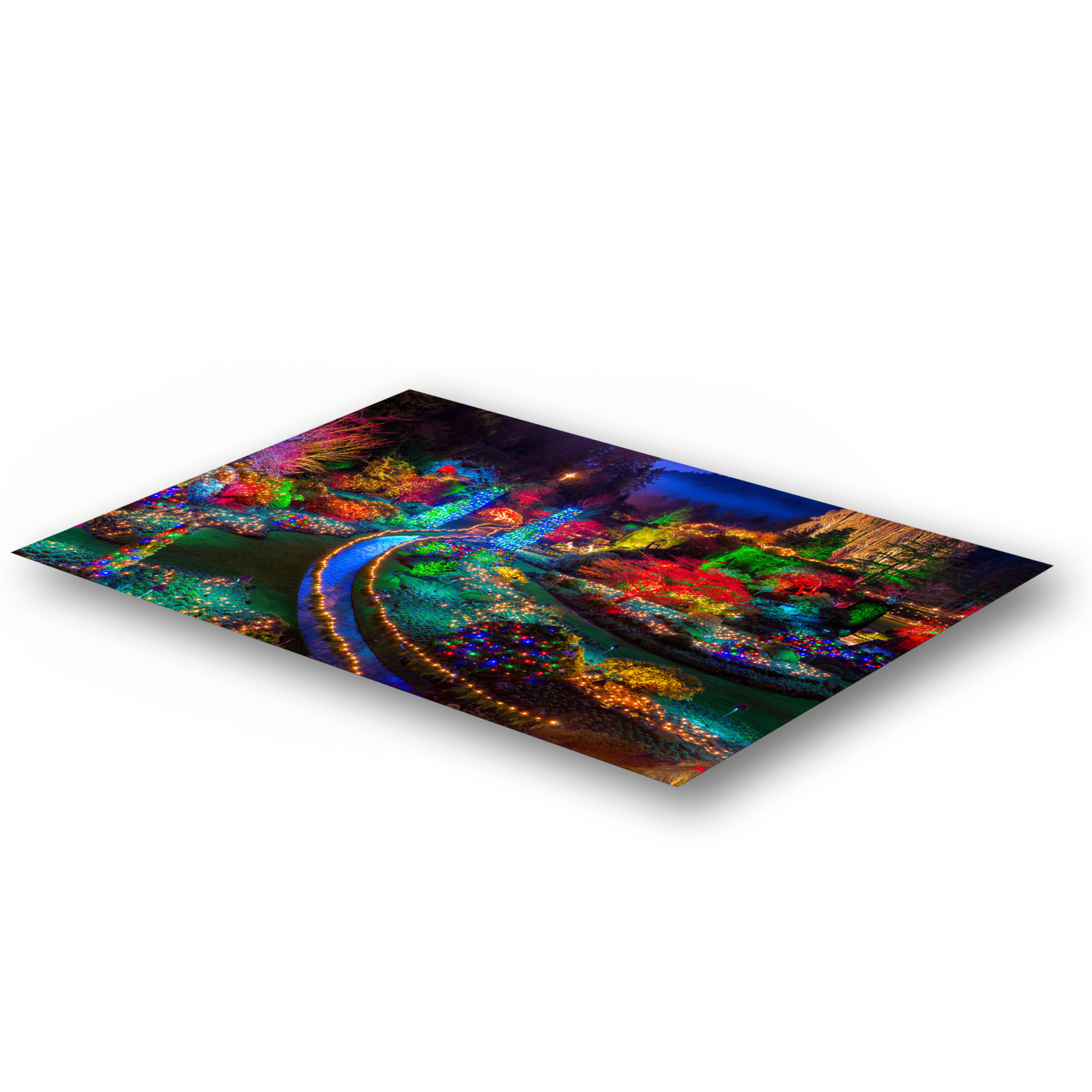 Butchart Gardens Christmas Lights as a metal print.