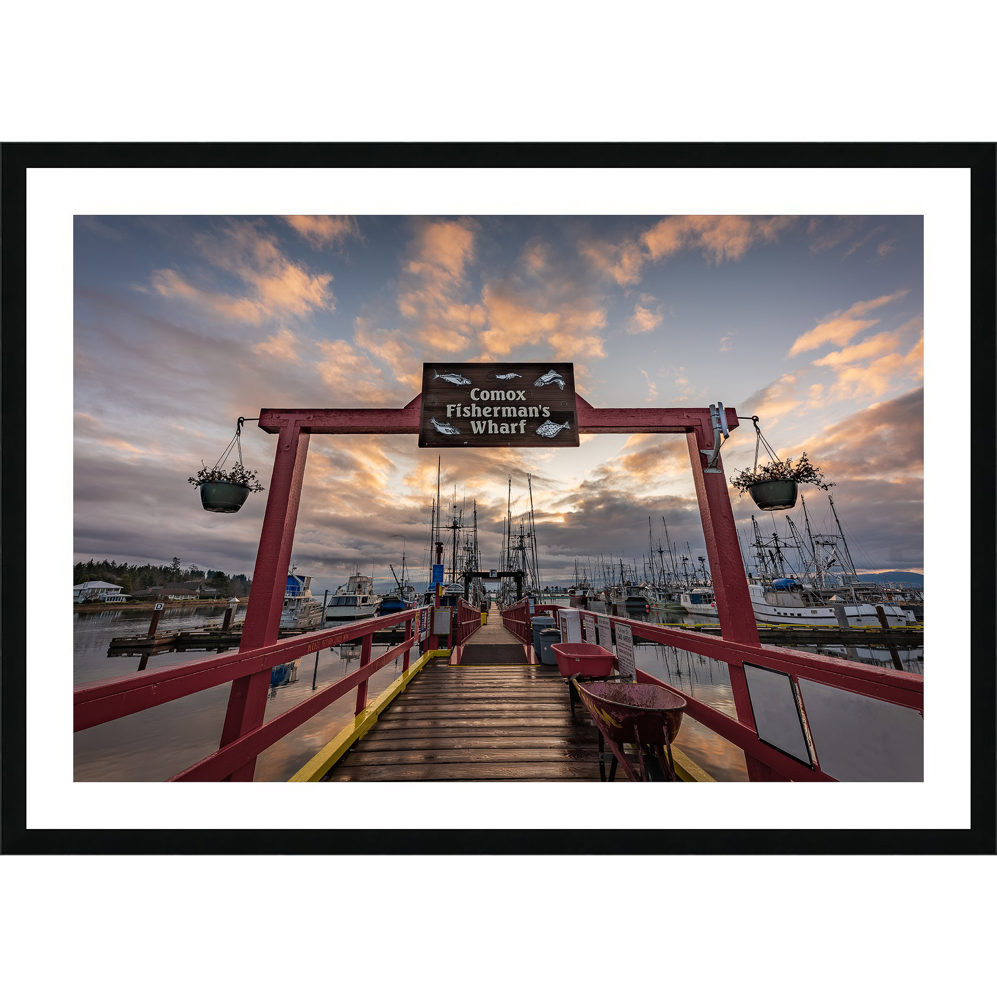 Comox Fisherman's Wharf After the Rain as a framed print.