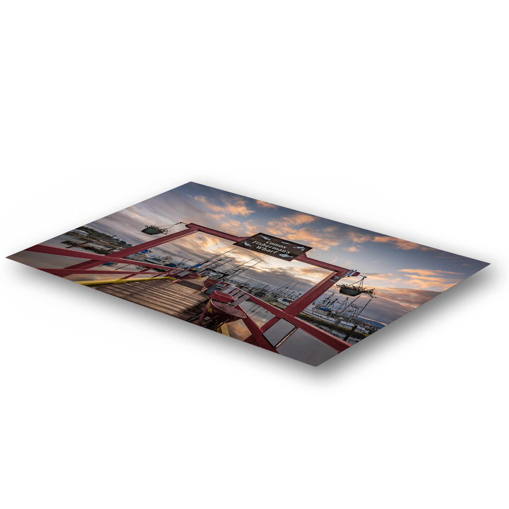 Comox Fisherman's Wharf After the Rain as a metal print.