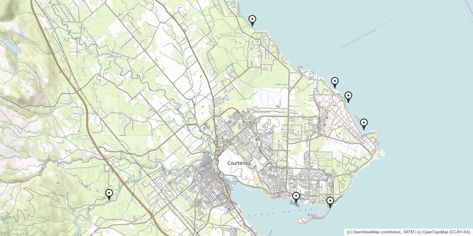 Map of Comox Valley photo locations