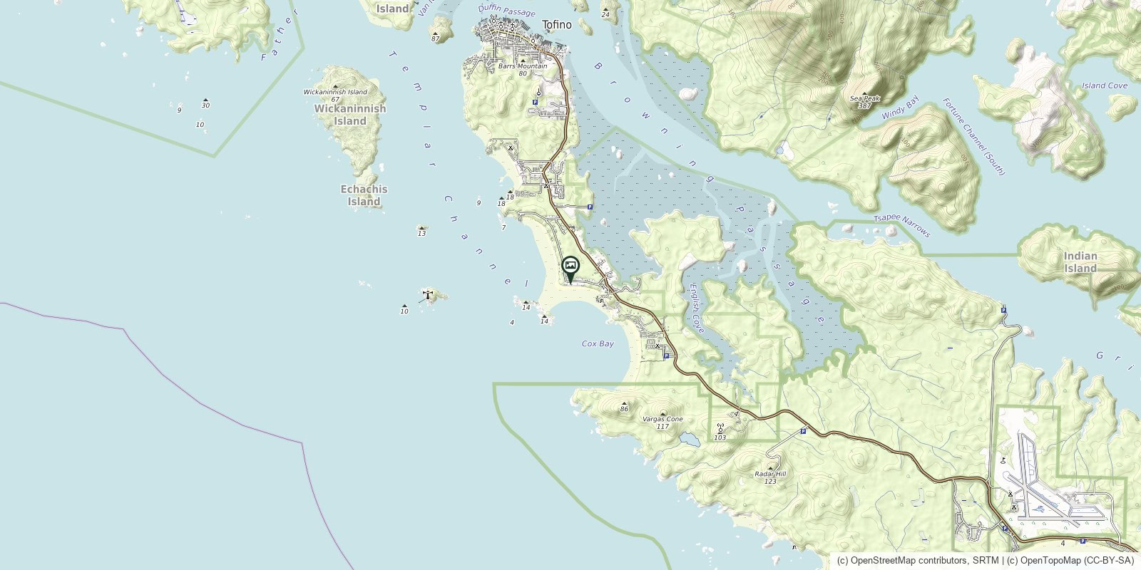 Map of Chesterman Beach · Frank Island