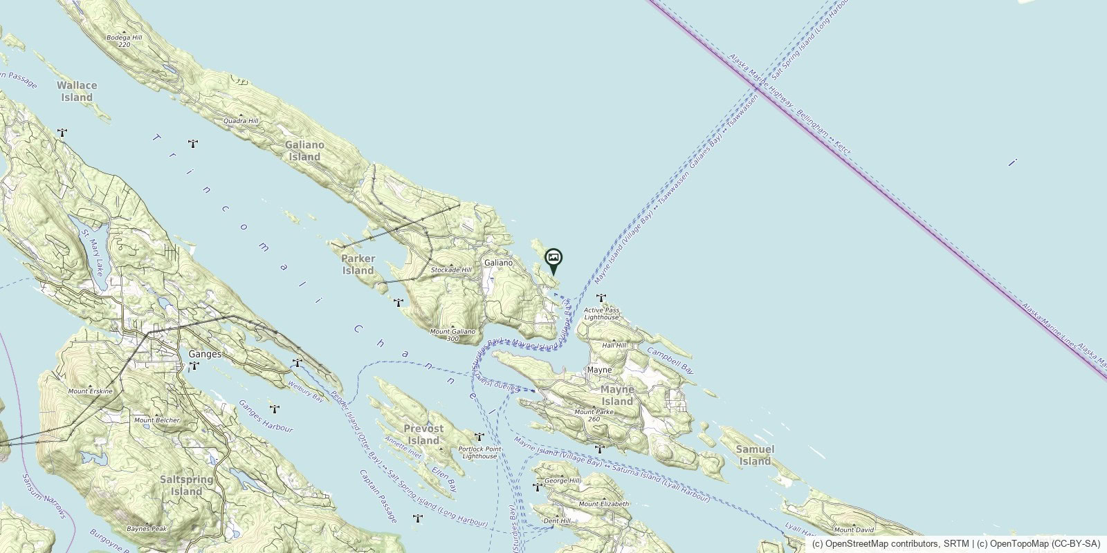 Map of Galiano Island · Sturdies Bay