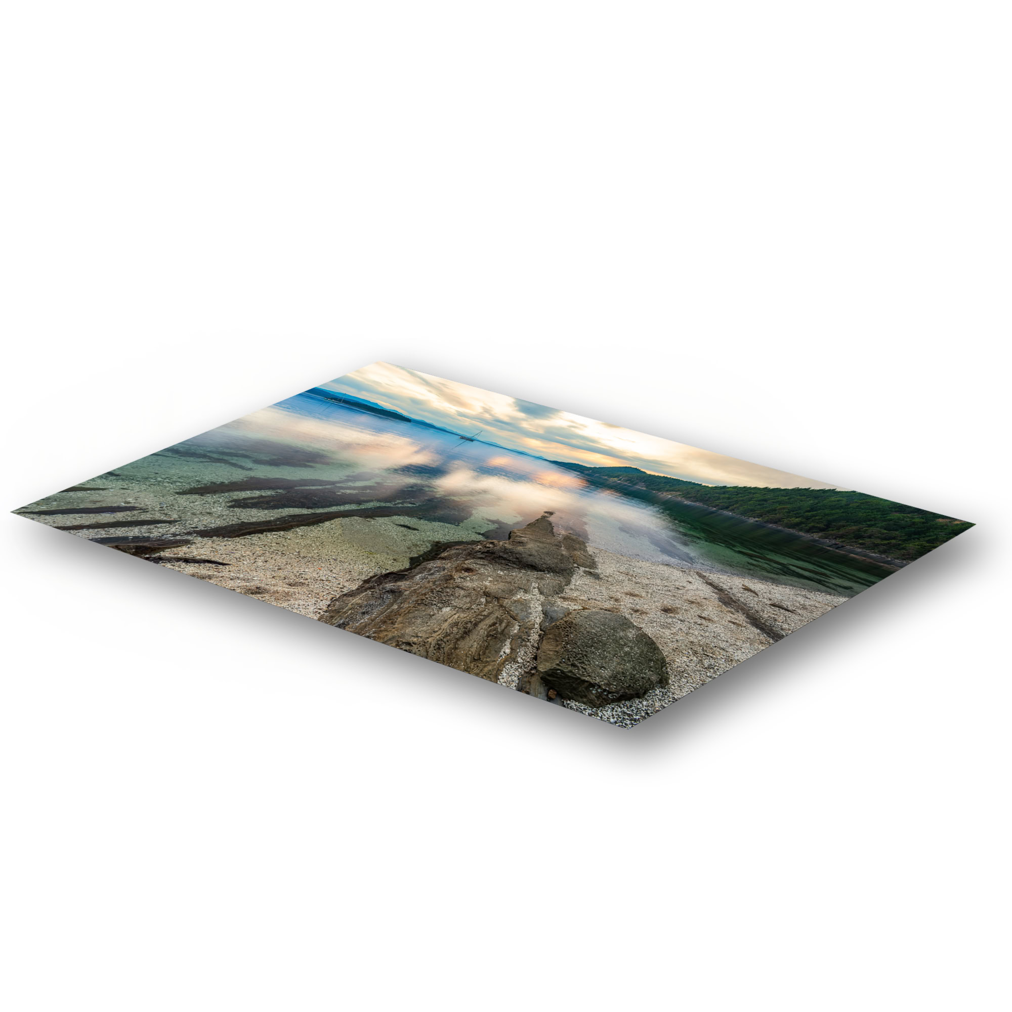 Galiano Island White Shell Beach as a metal print.