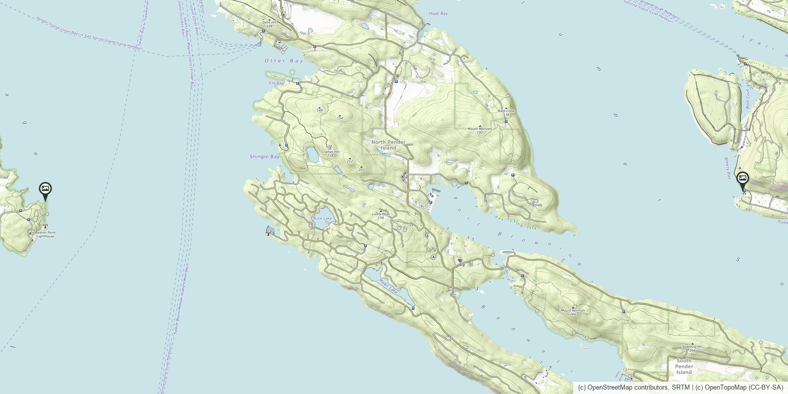 Map of Gulf Islands photo locations
