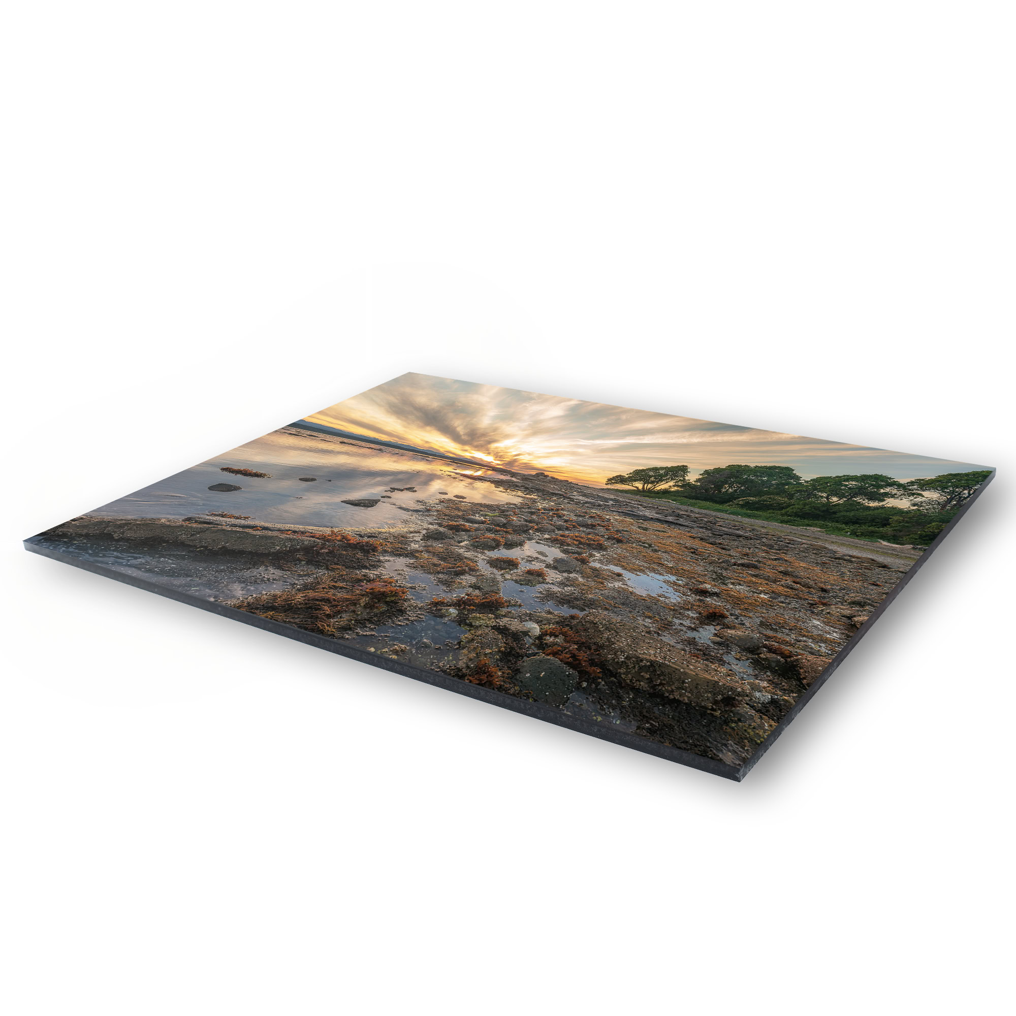 Hornby Island Low Tide at Sunset as a acrylic print.