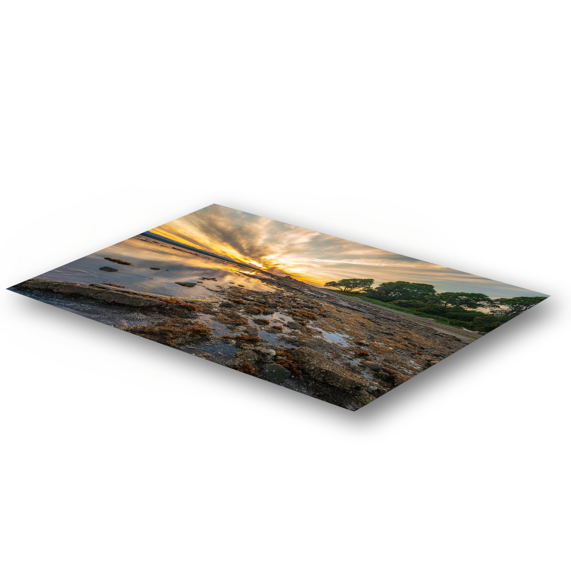 Hornby Island Low Tide at Sunset as a metal print.