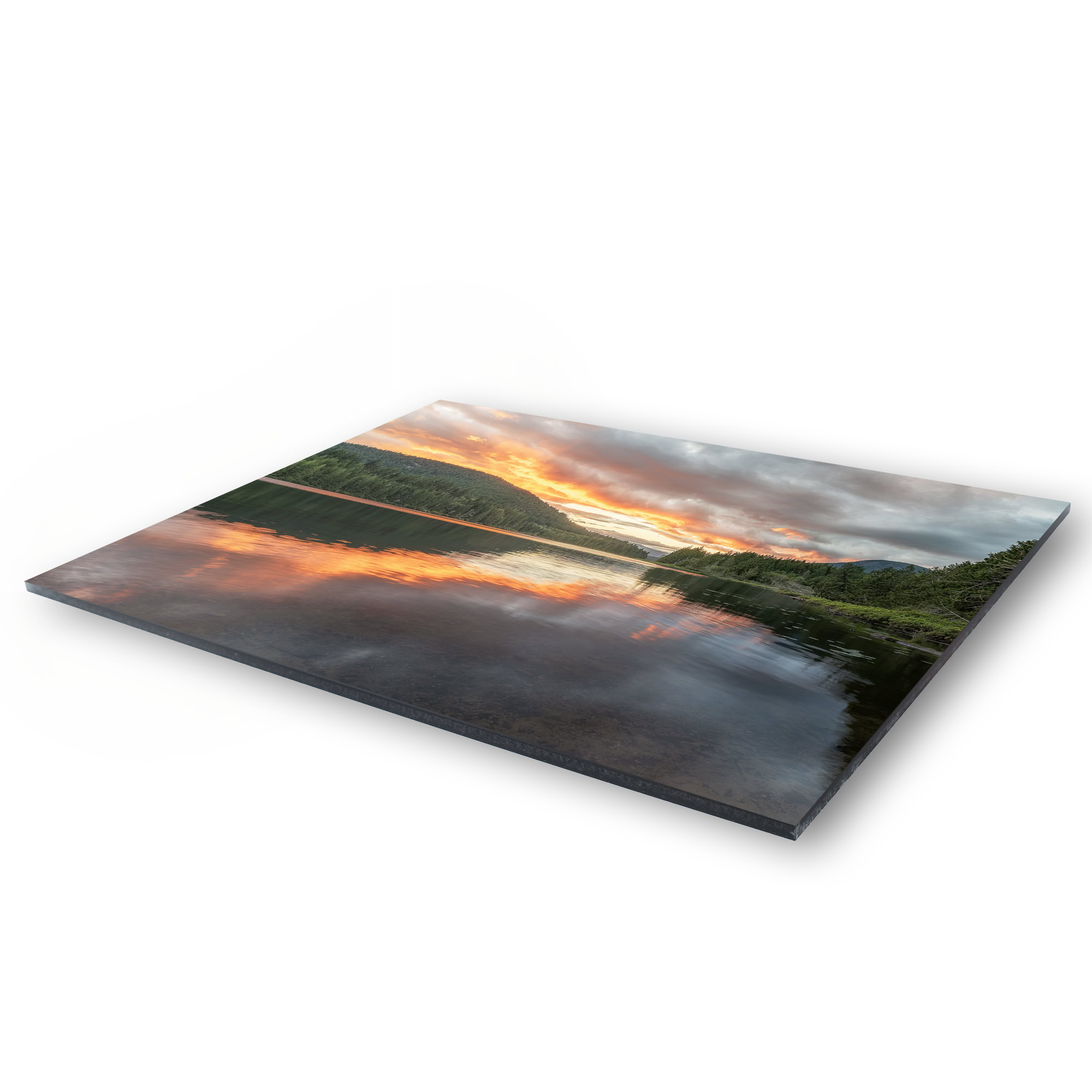 Inland Lake Clouds Catch Fire as a acrylic print.