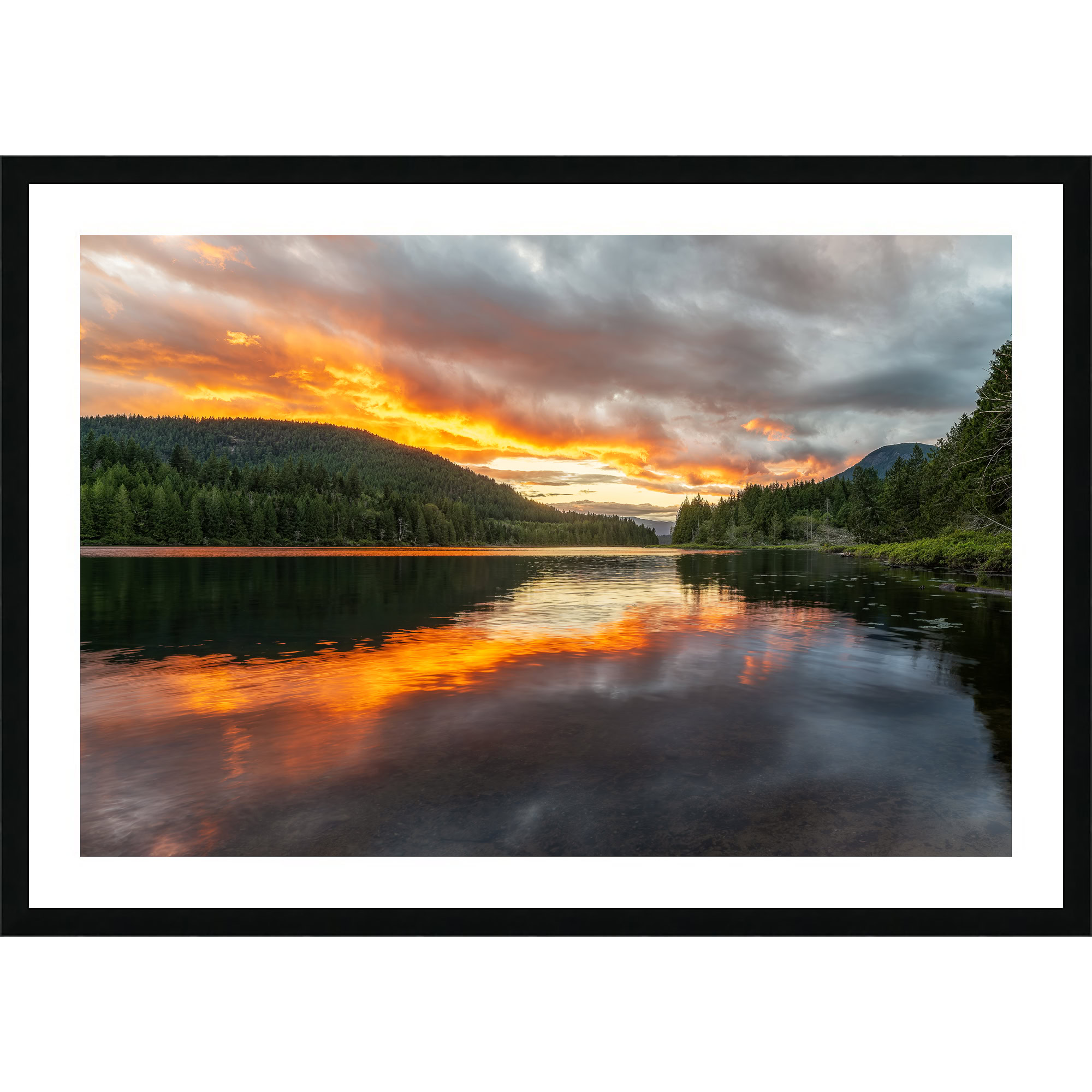 Inland Lake Clouds Catch Fire as a framed print.