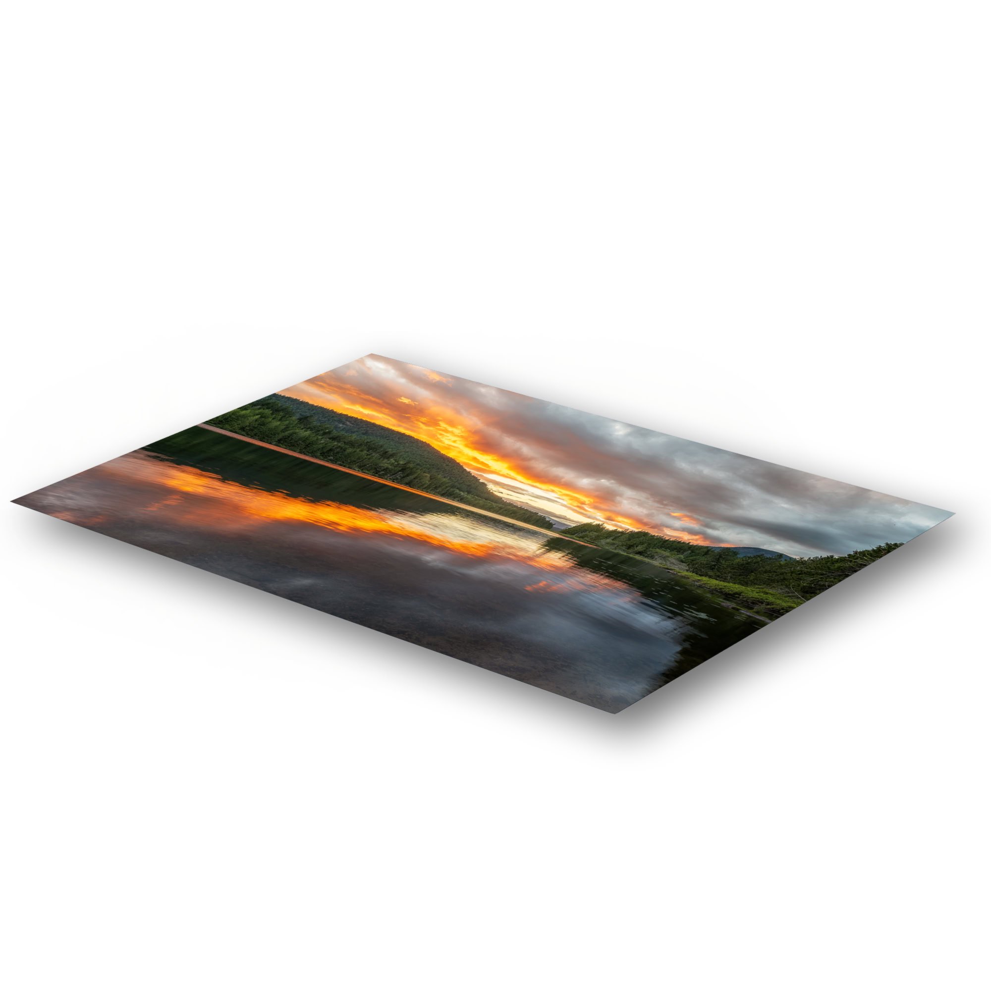 Inland Lake Clouds Catch Fire as a metal print.