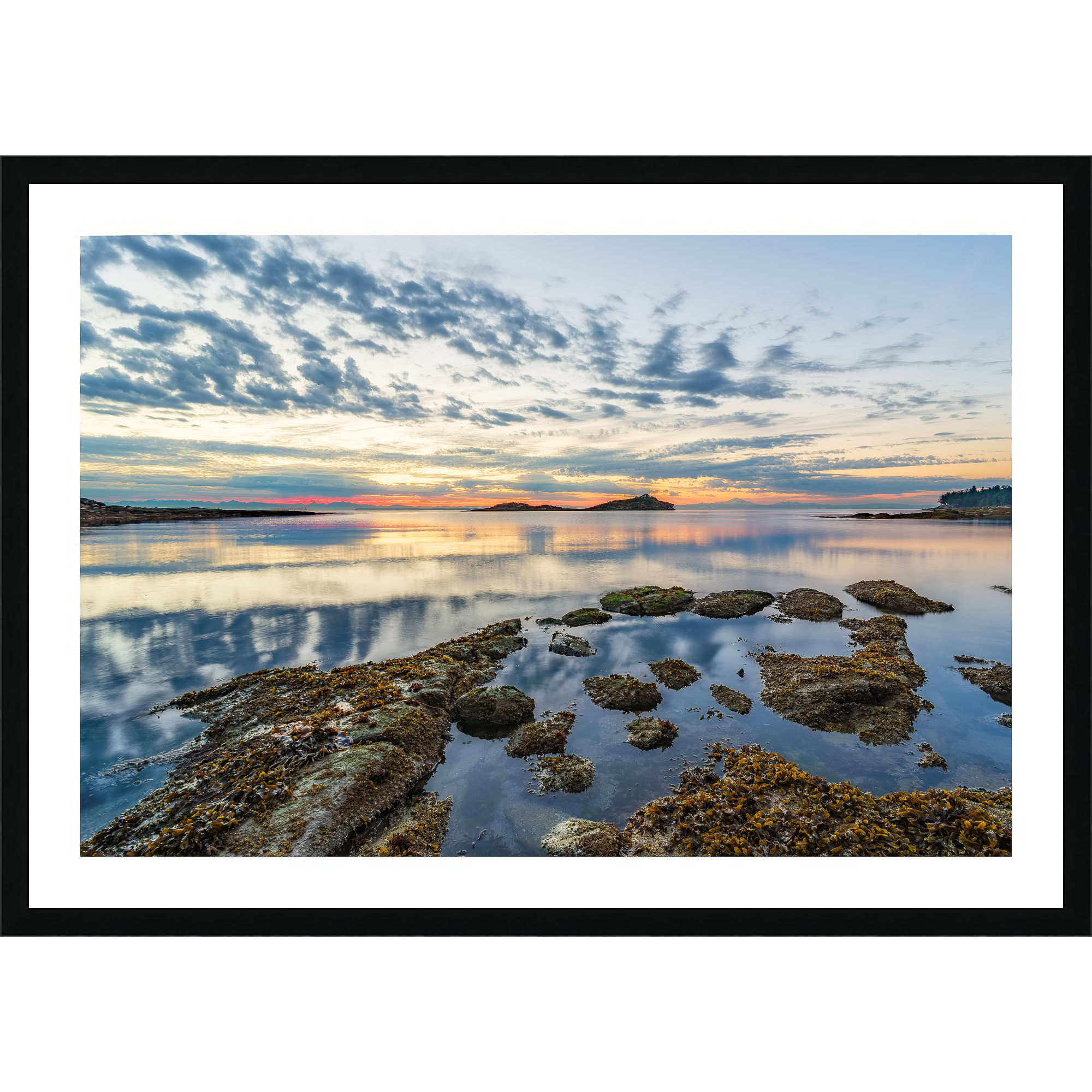Morning Beach Sunrise on Galiano Island as a framed print.