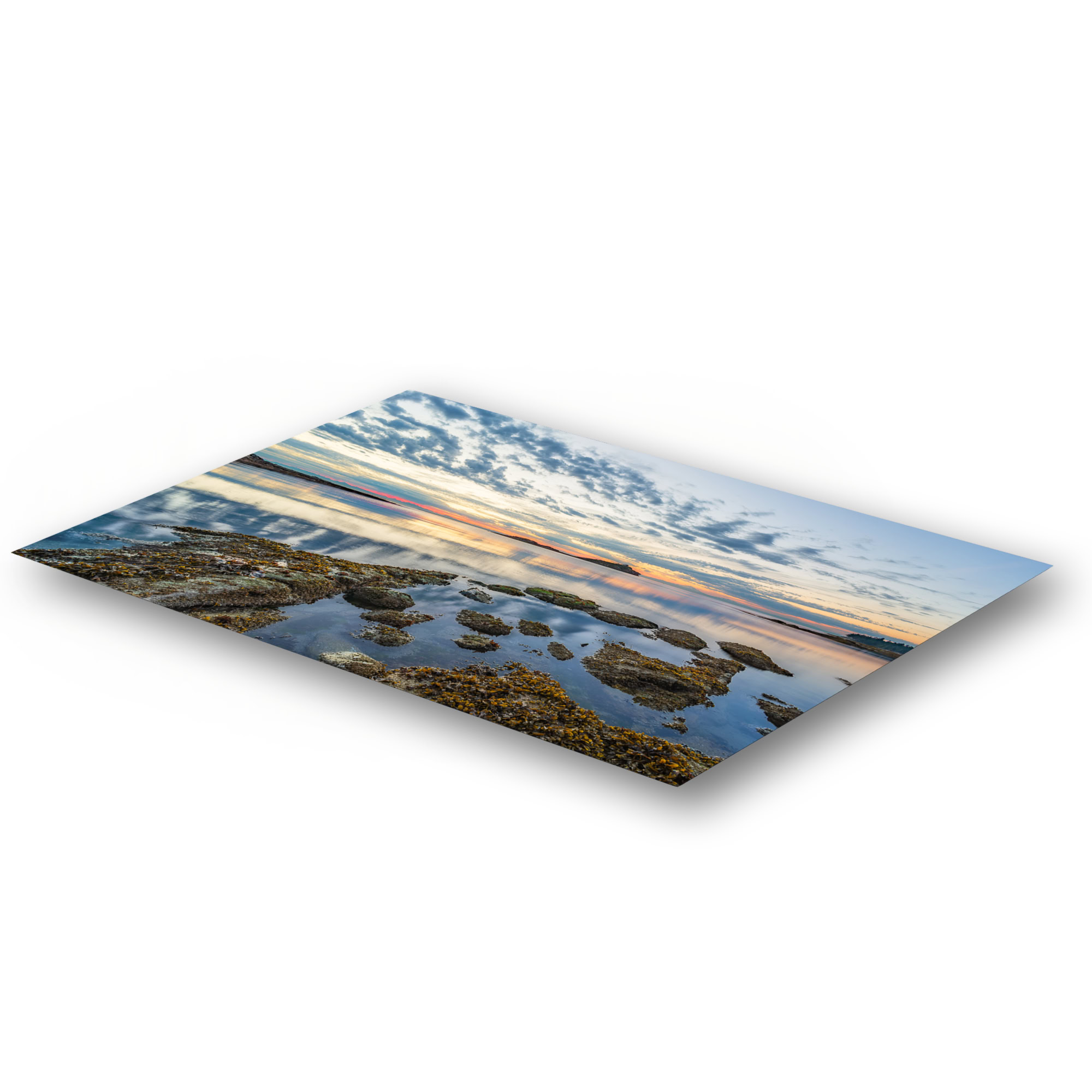 Morning Beach Sunrise on Galiano Island as a metal print.