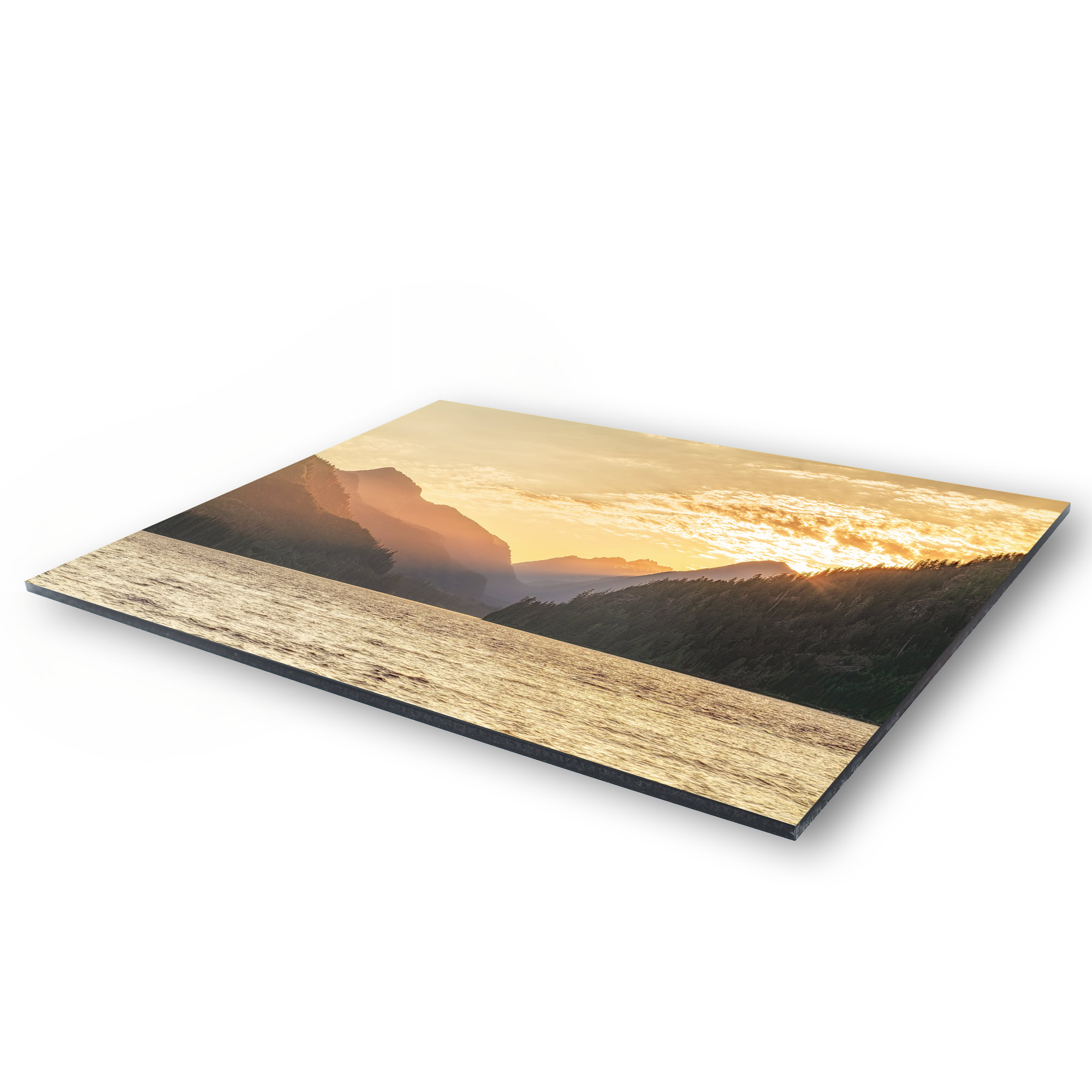 Muchalat Lake Sunset as a acrylic print.