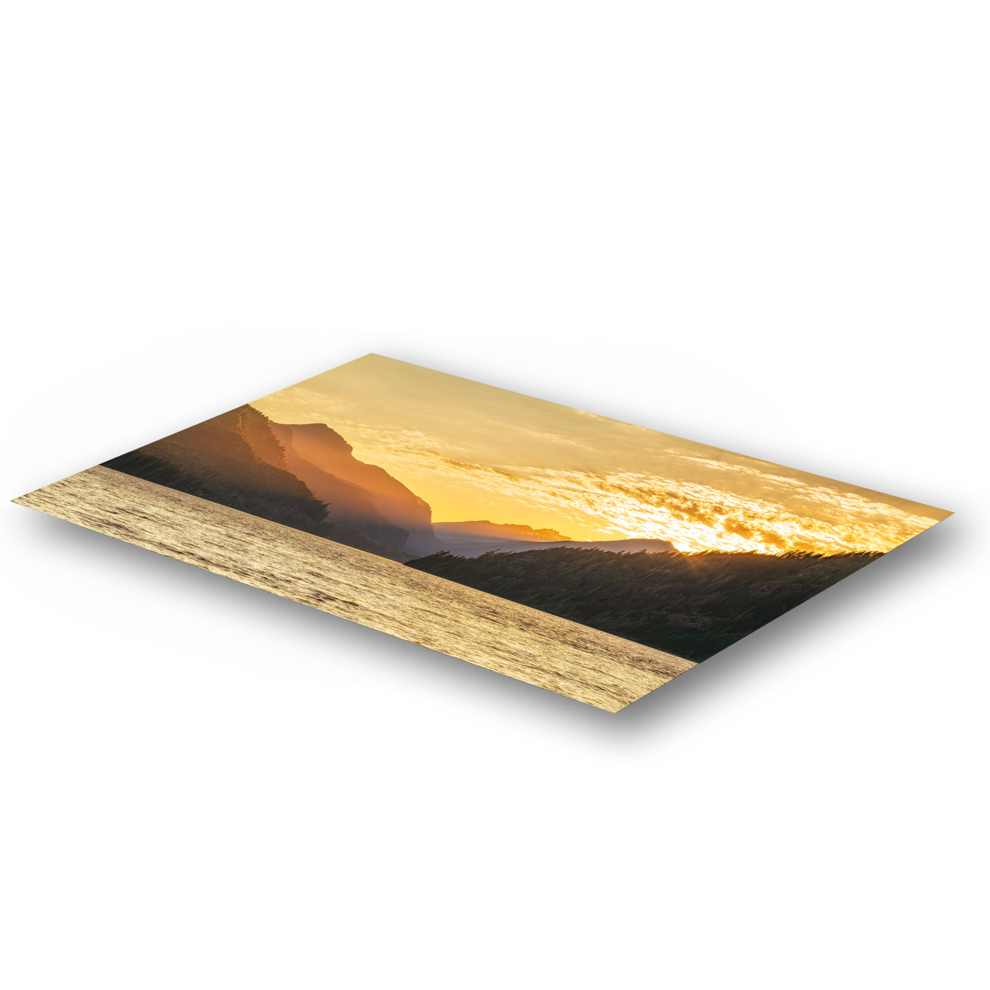Muchalat Lake Sunset as a metal print.