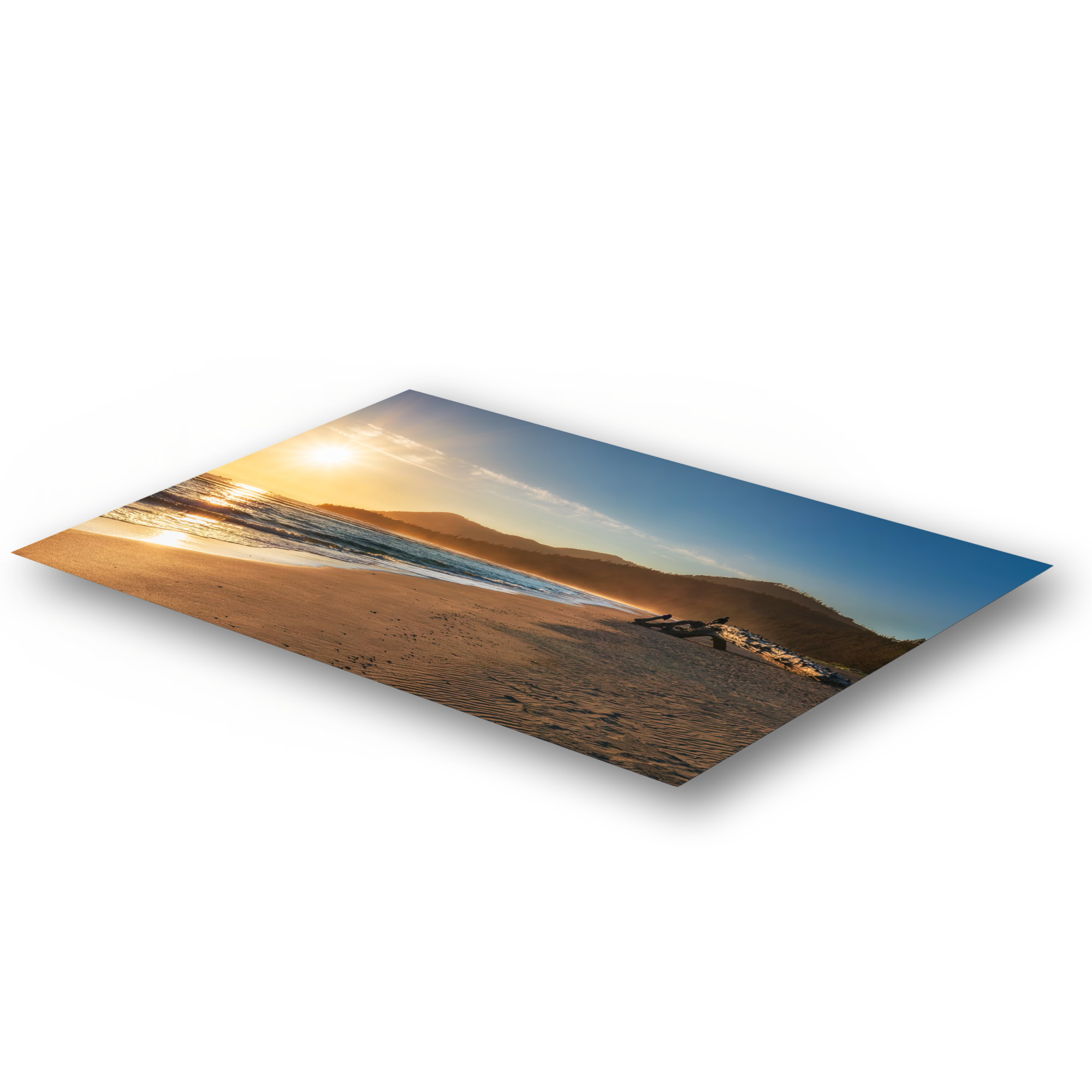 Raft Cove Beach at Sunset as a metal print.