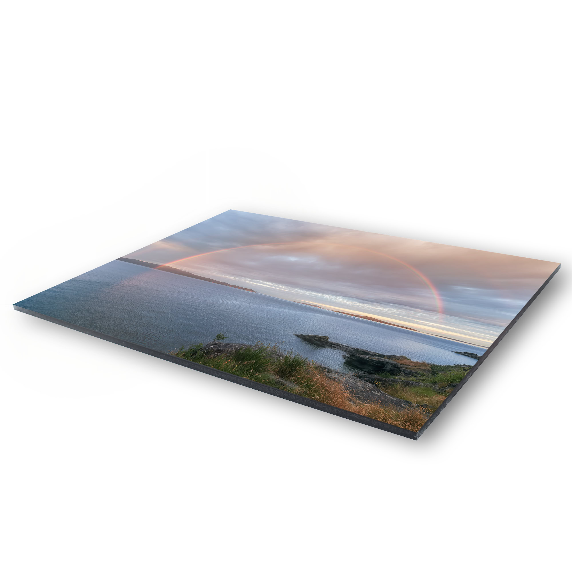 Salt Spring Island Full Rainbow as a acrylic print.