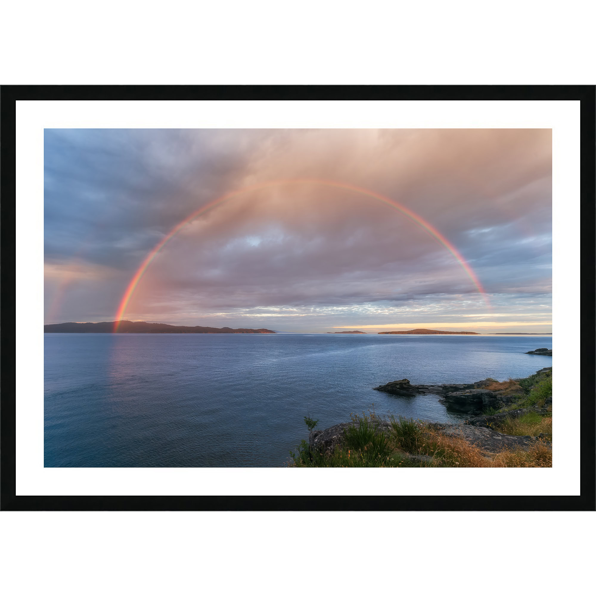 Salt Spring Island Full Rainbow as a framed print.