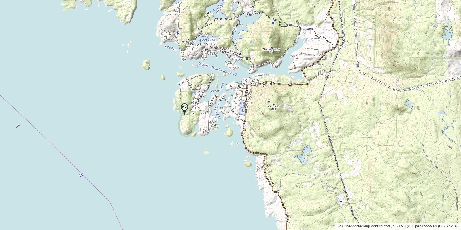 Map of Francis Point Provincial Park · Middle Bay