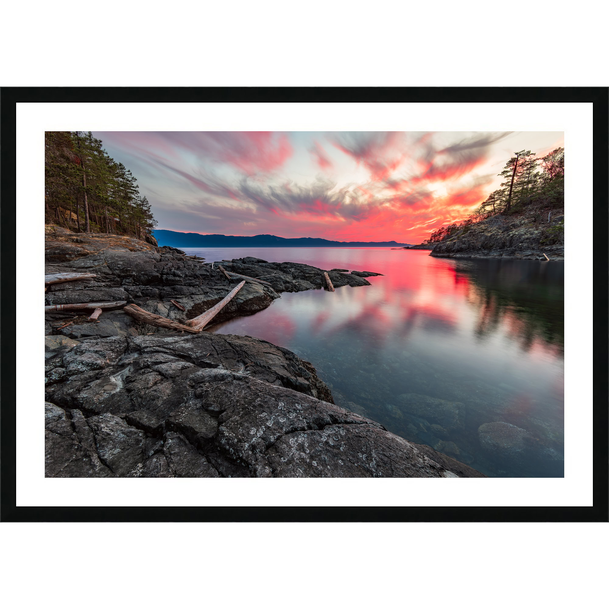 Sunshine Coast Middle Bay Reflection as a framed print.