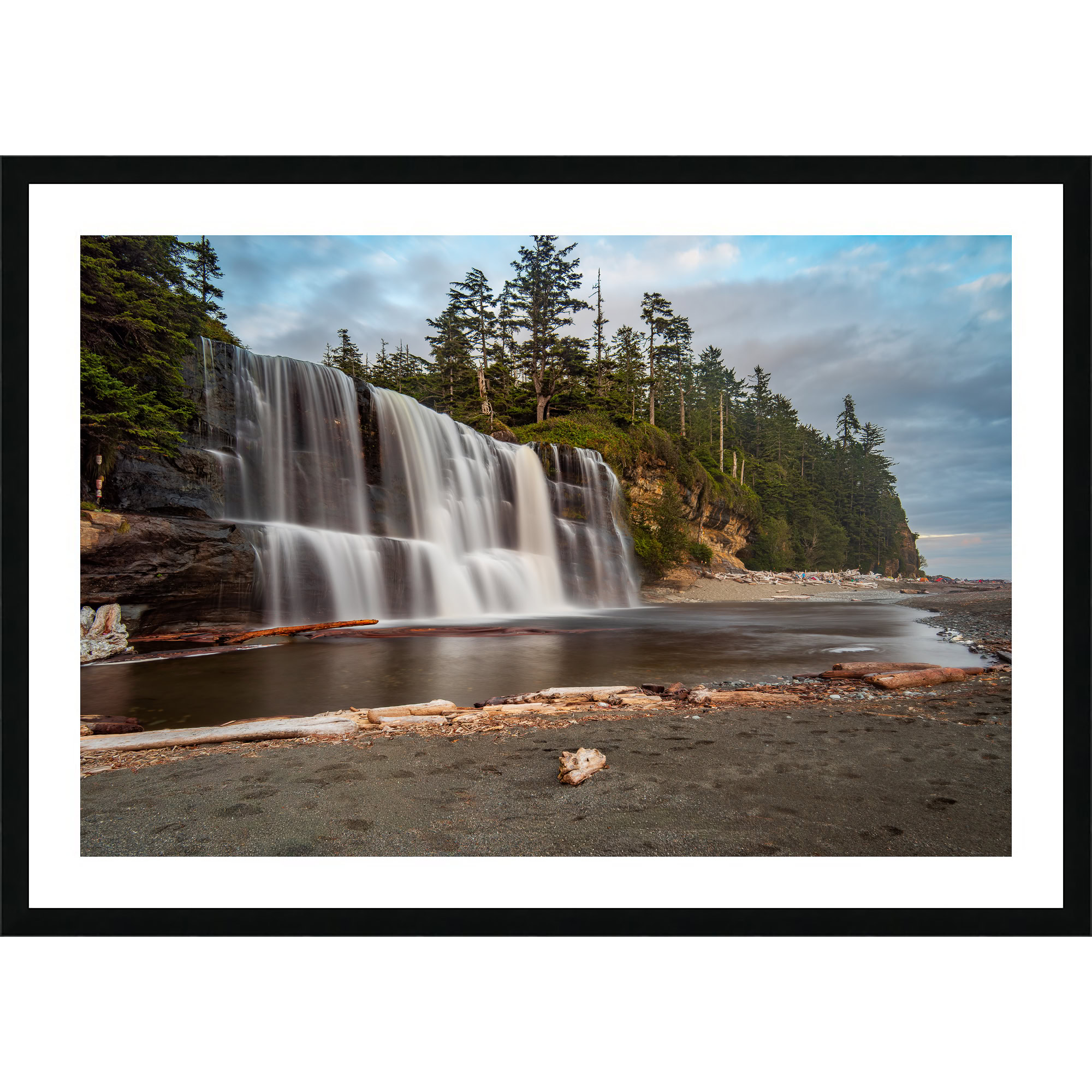 Tsusiat Falls on the West Coast Trail as a framed print.